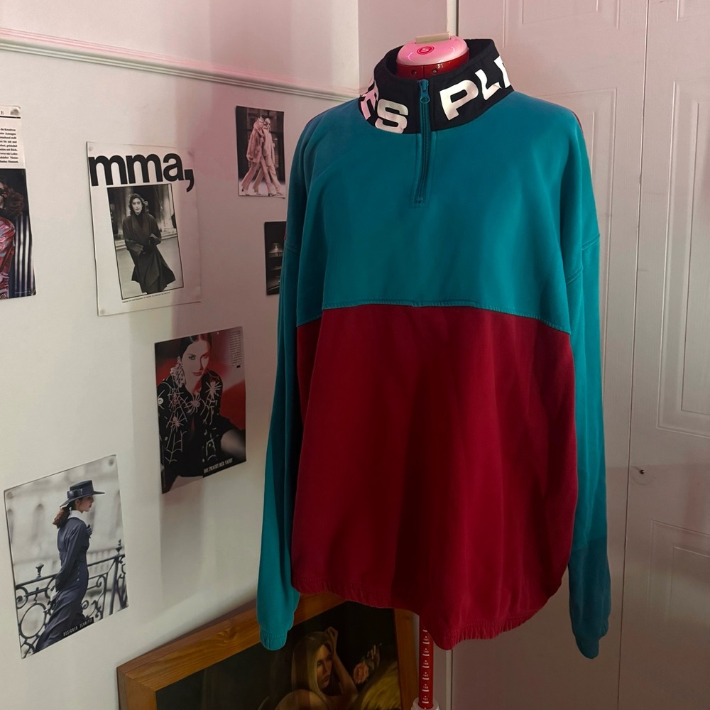 PLEASURES MISFIT COLOUR BLOCK HALF ZIP SWEAT